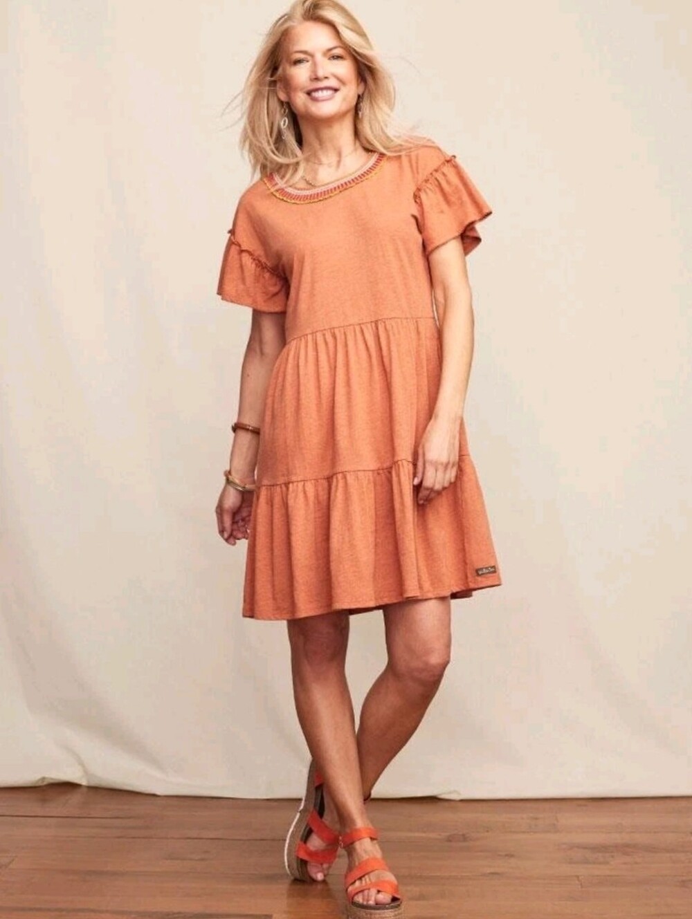 Matilda Jane Homeroom Tiered Rust Colored Dress Size S
